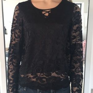 Pretty & Feminine "Lztlylzt" Black Lace Top